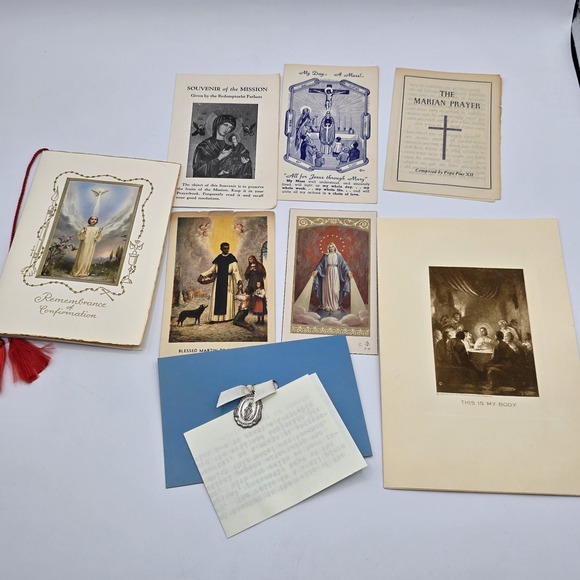 Other - Vintage Paper Ephemera Lot Religious Cards And Medal 1950s 1960s